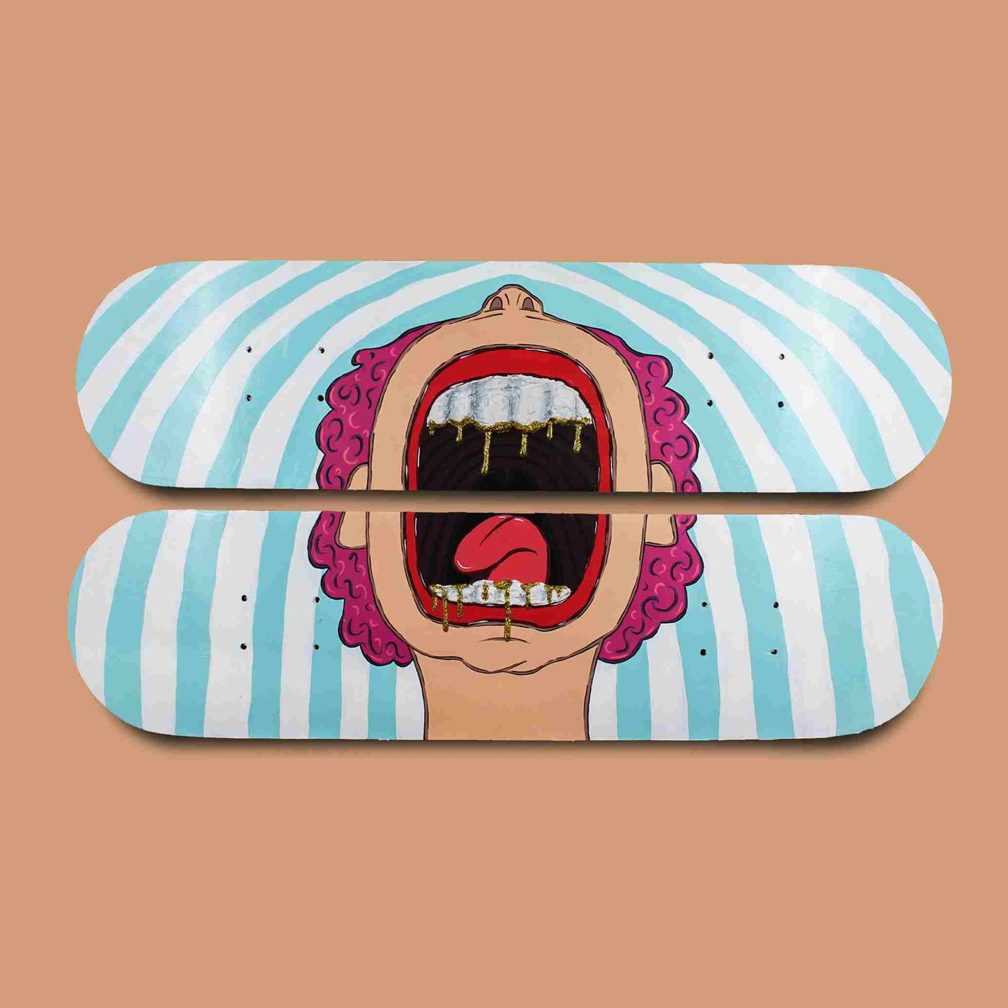 Screaming Skateboard Wall Decor - Set of 2