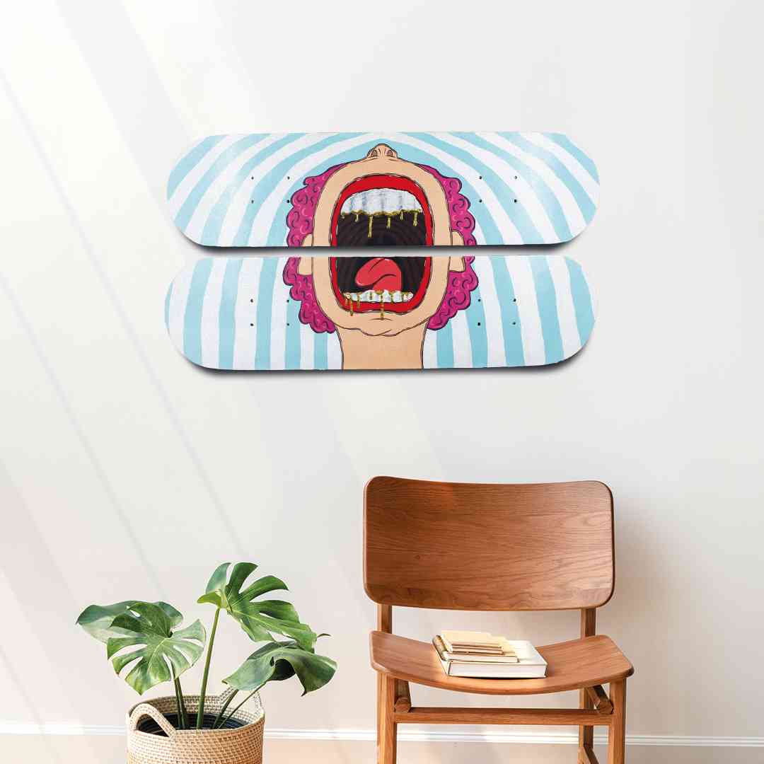 Screaming Skateboard Wall Decor - Set of 2