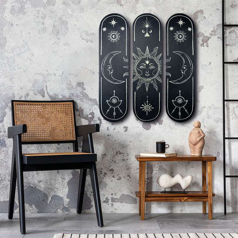 Sun and The Moon Kaykay Duvar Dekoru - 3'lü Set