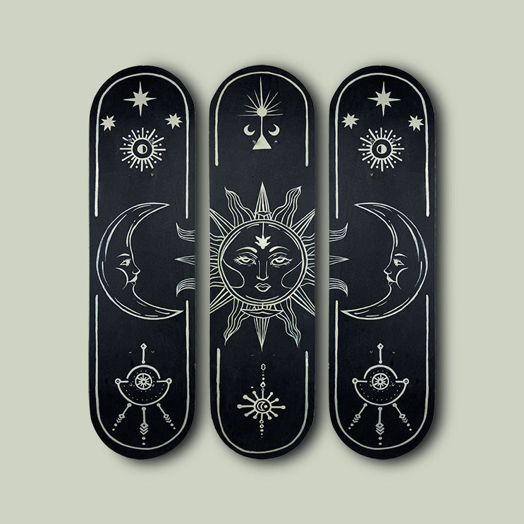 Sun and The Moon Kaykay Duvar Dekoru - 3'lü Set