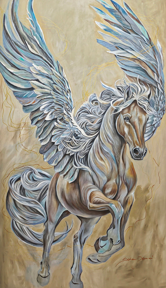 Pegasus-El Yapımı Orijinal Yağlıboya Tablo -80*120 cm
