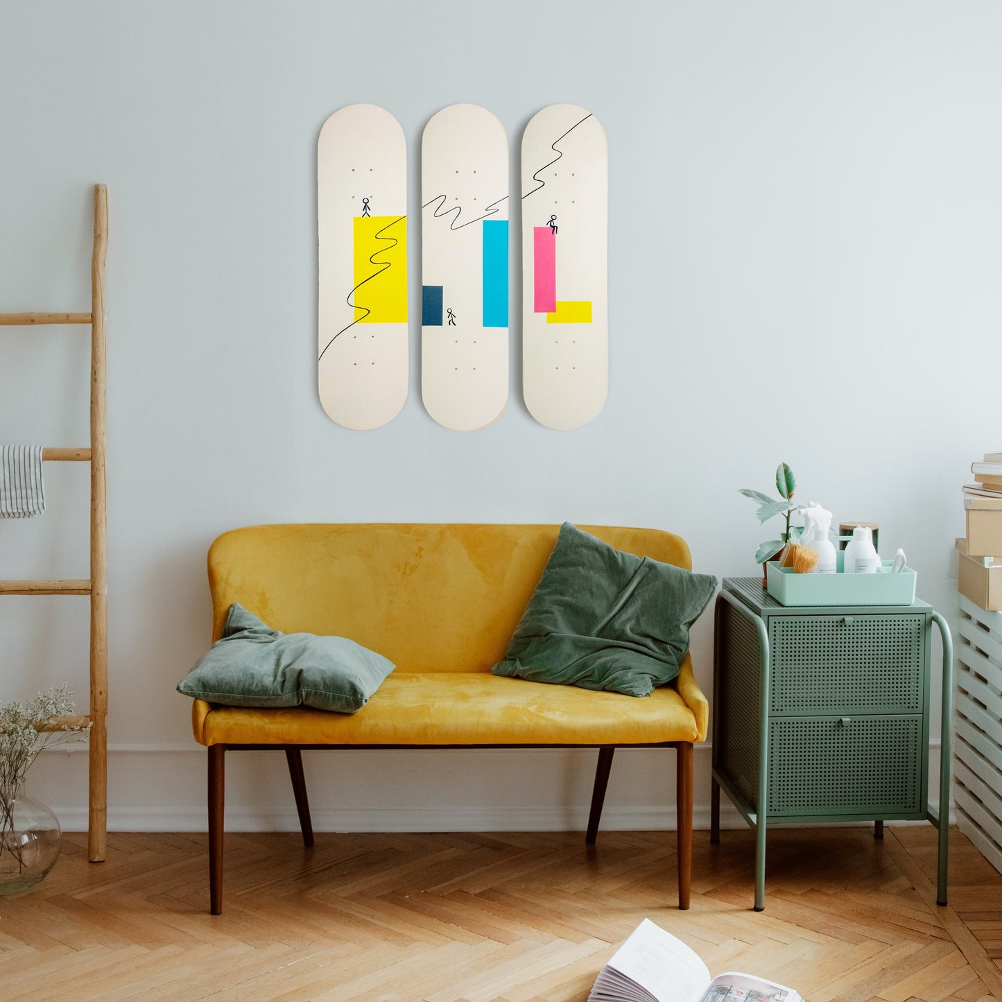 Life of Stickman Skateboard Wall Decor - Set of 3